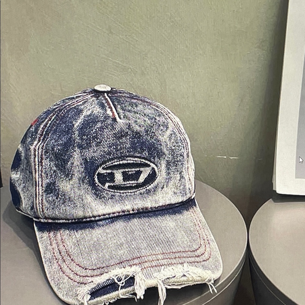 Diesel Faded Blue Denim Cap with Oval Logo